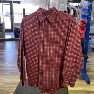 Red, black and white checked dockers button down